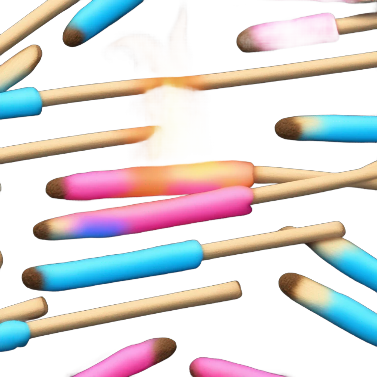 Pink and blue neon a burning match emoji