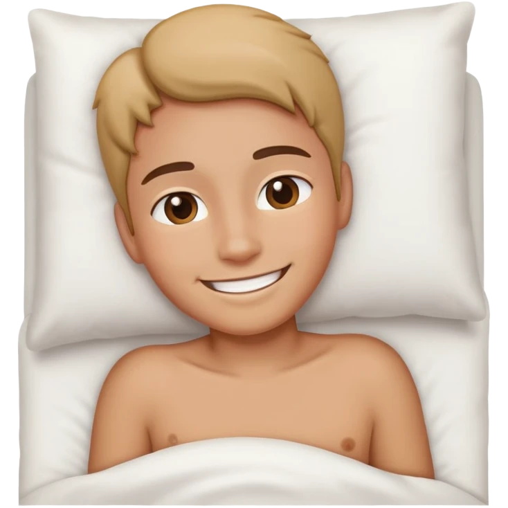 relaxing in bed on back, facing up at camera emoji