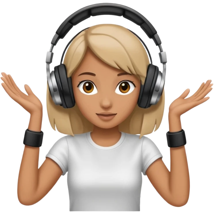 Girl dj headphones on bumping music emoji