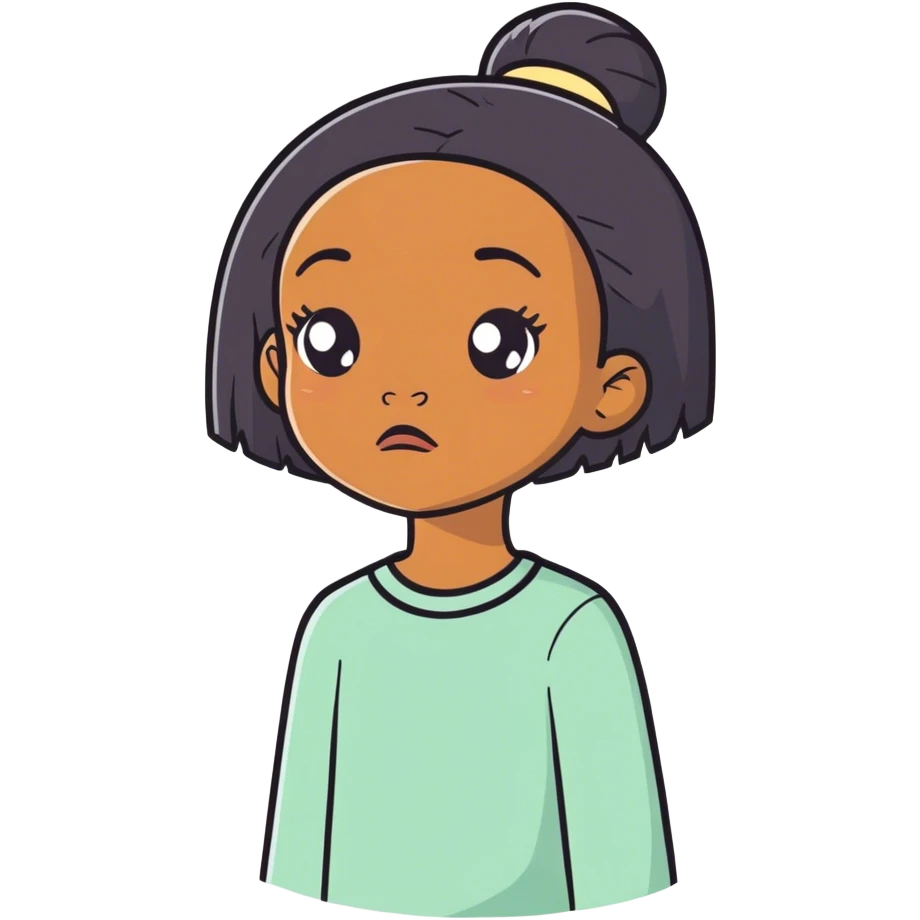 Black girl with straight hair confused face  emoji
