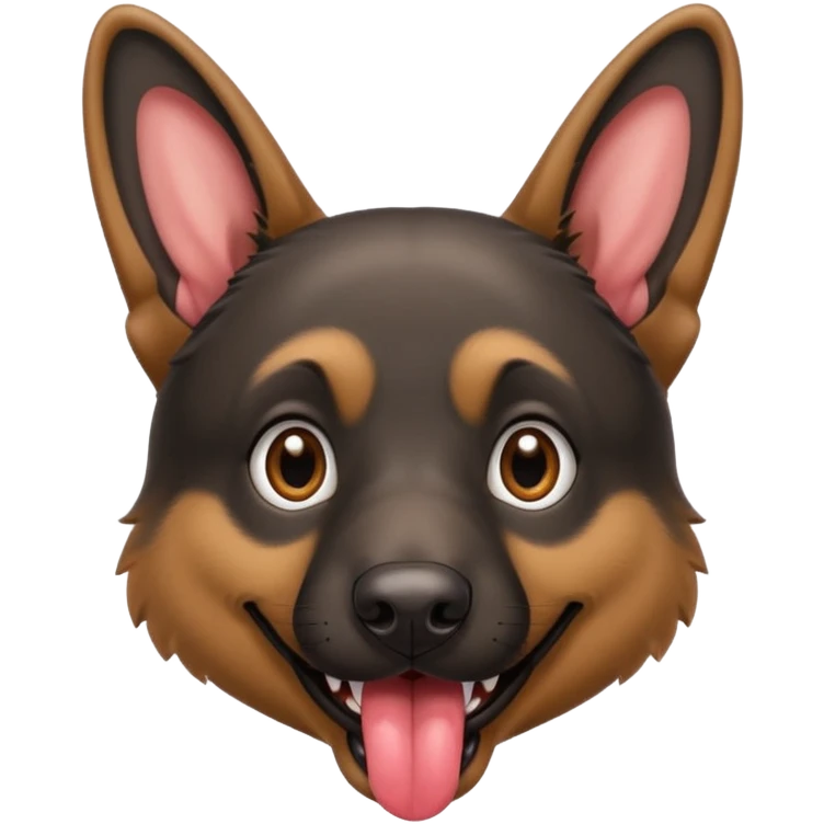 cartoon style dark German Shepherd dog with its tongue hanging out long emoji