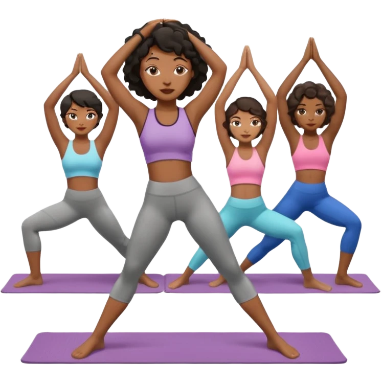black women doing yoga with short hair wavy cut emoji