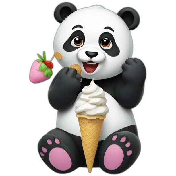 Panda eating ice cream emoji