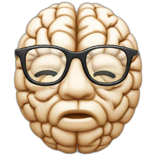 Brain with thick glasses emoji