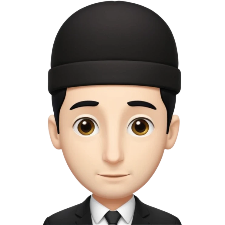 jewish man with a black kippah, black hair, very large nose, wearing a black suit with a white shirt, and has peyot hairstyle emoji
