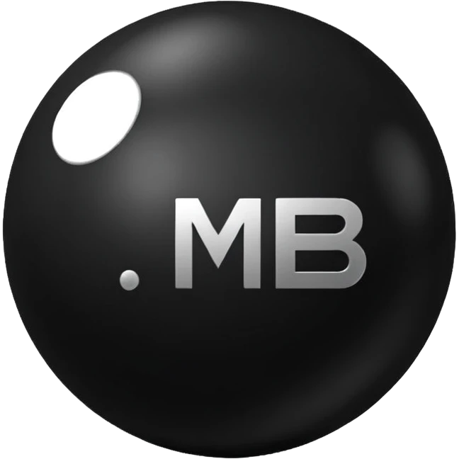 Black Ball with MB written on it. Nothing else no holes. emoji
