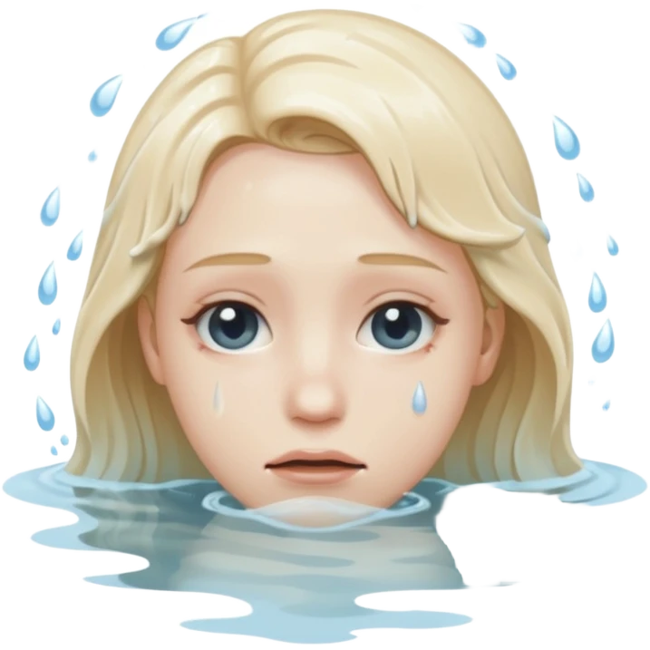 Tête qui se noit dans l’eau avec l’eau qui monte jusqu’à la moitié du visage  emoji