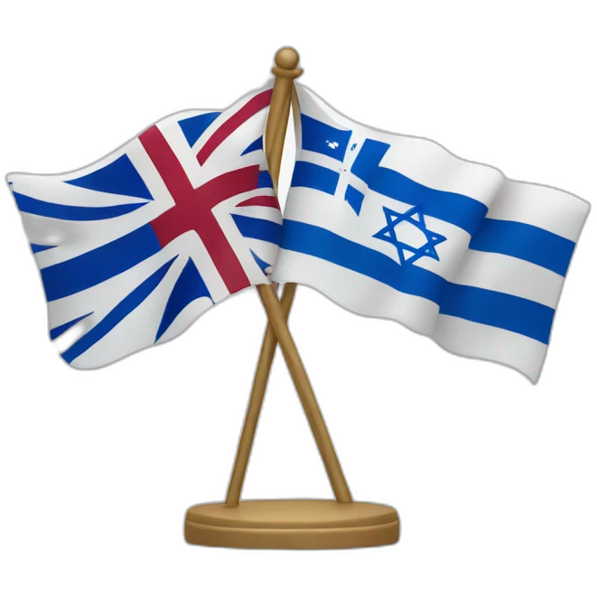 flag of israel and flag of England, waving together emoji