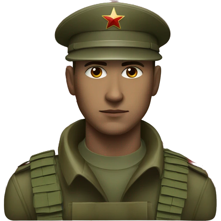 realistic ussr soldier serious with military takes emoji