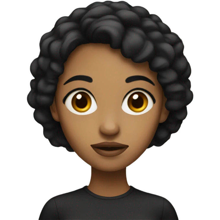 brown woman with big eyes black hair emoji