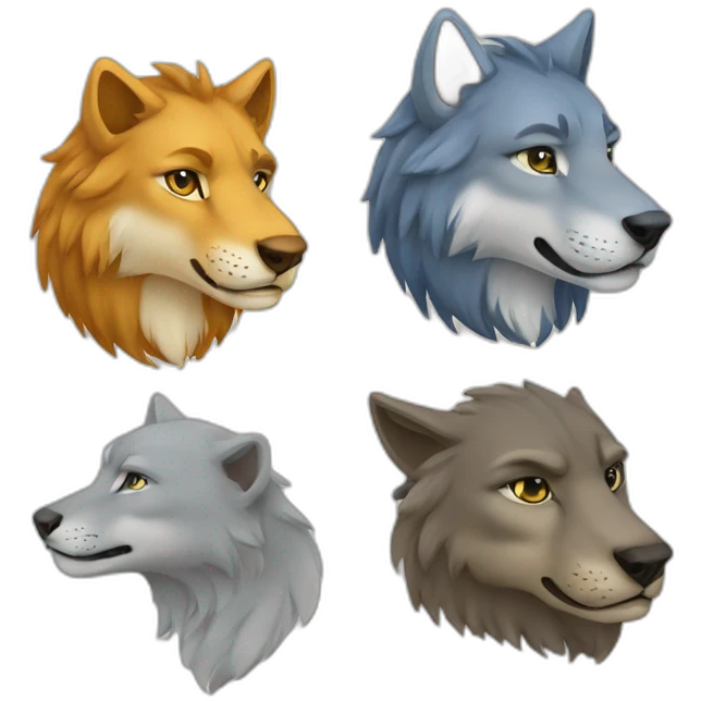 half lion, half wolf, hald dolphine emoji