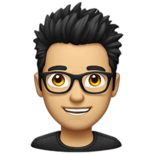 a guy with white coloured spectacles,black coloured Fauxhawk hairstyle emoji