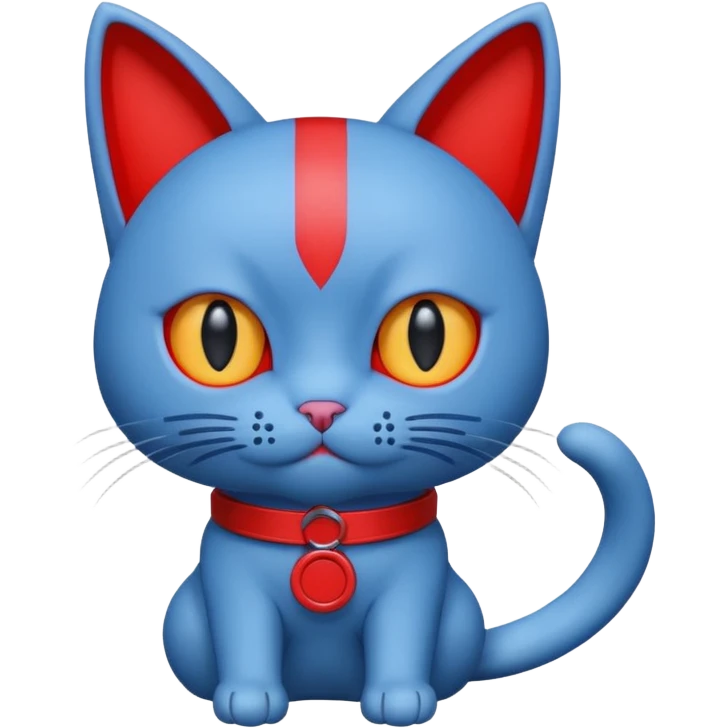 Cat with no ears head blue body blue with gadget red tail creator in fujiko pro emoji