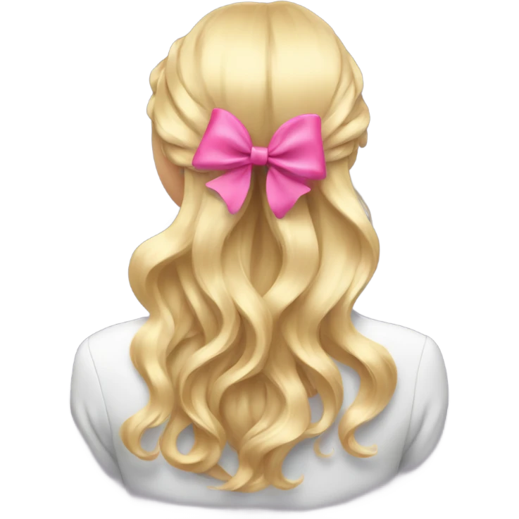 blonde open hair from behind with a pink bow emoji