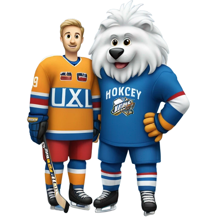 A man with a hockey mascot emoji