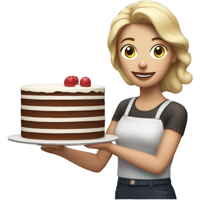 White woman with large cake emoji
