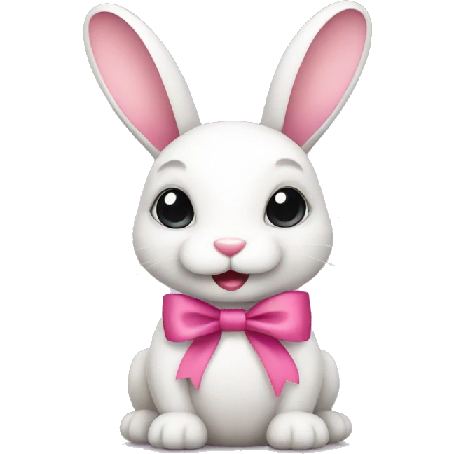 bunny with pink ribbon emoji