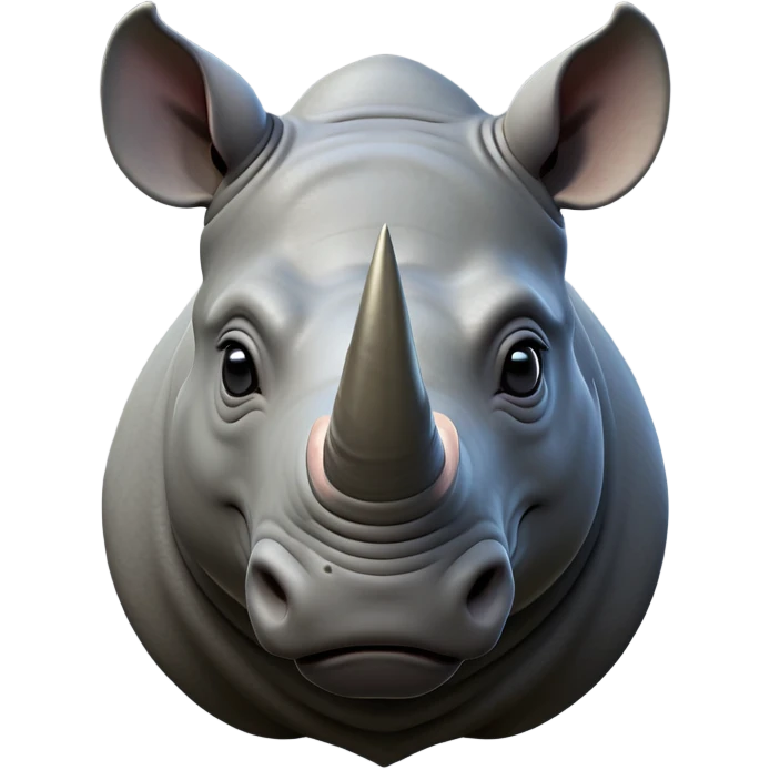 cinematic-noble-rhinoceros-portrait-emoji,-poised,-with-a-massive,-powerful-build-and-a-thick,-hide-of-slate-gray,-deep-set-soulful-piercing-eyes,-simplified-yet-sharp-and-sophisticated-features,-highly-detailed, with large black eyes, szoomed out showing houlders emoji