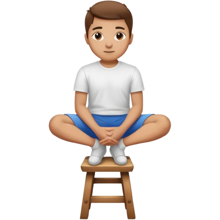 a person sitting on a stool with straight back turn in straight body putting their hands on legs. emoji