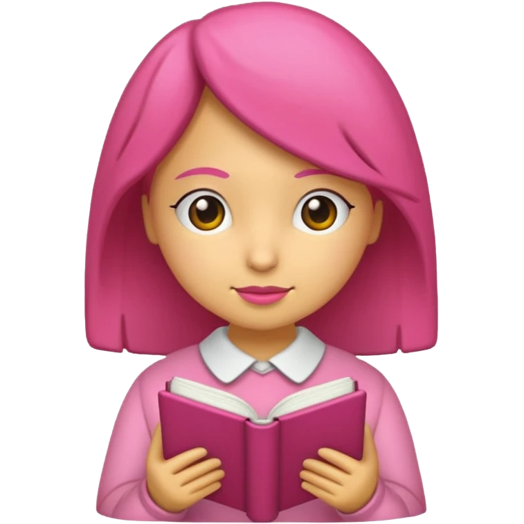 chica rosa pensando con libro ideas emoji