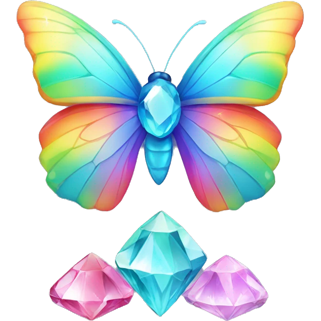 One Rainbow-Diamond-Gem-Butterfly-Crystal-Fly emoji