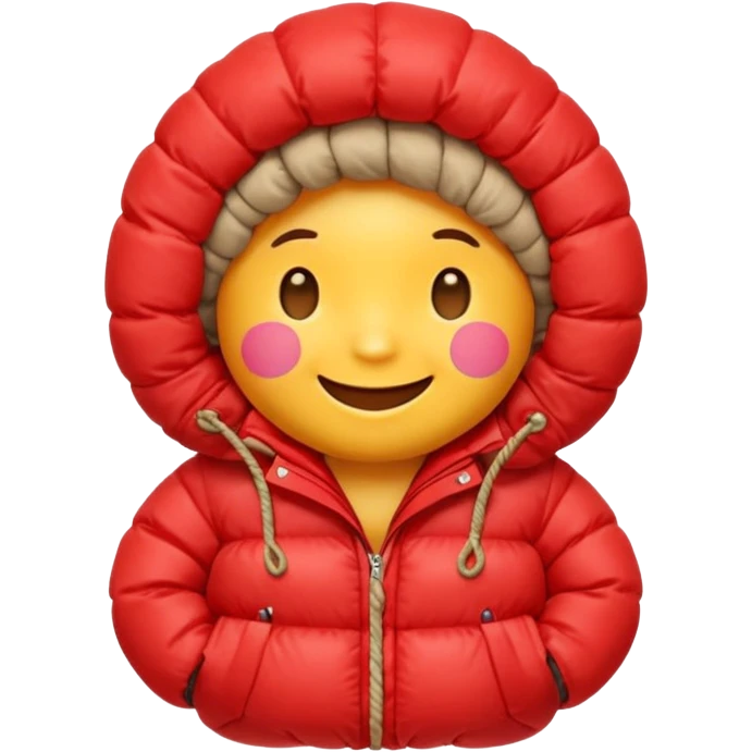 emoji dressing a down jacket, with ropes around it emoji