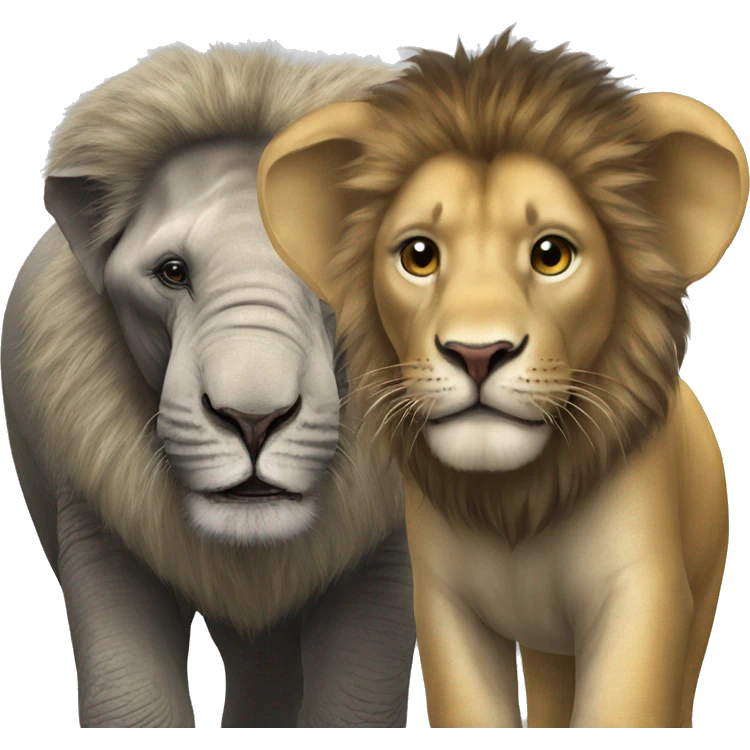 elephant and lion  emoji