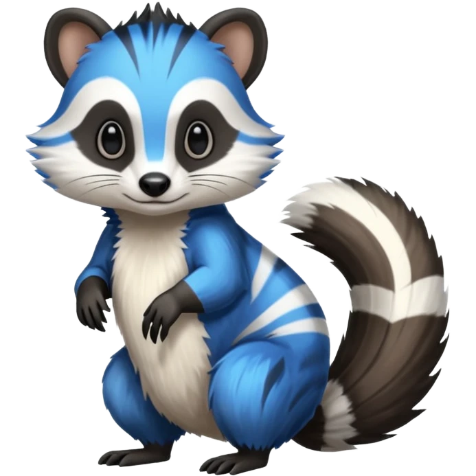 Black/White/Blue Skunk-Badger-Furret-Numbat-animal-fusion (full body) emoji