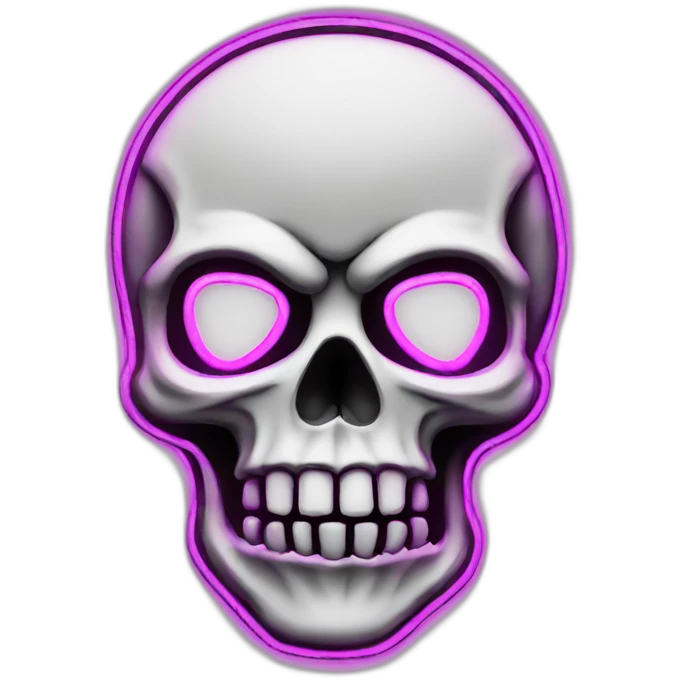 skull shape neon sign emoji
