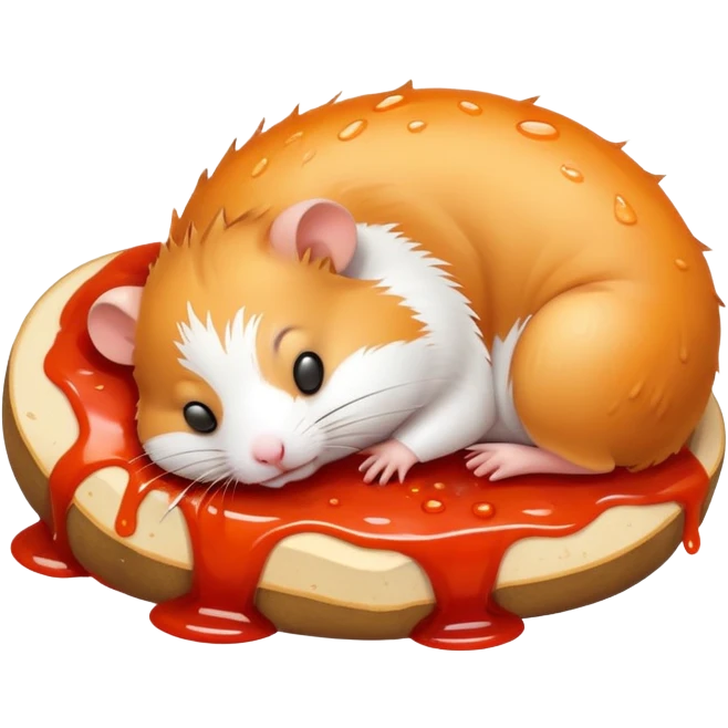 hamster sleeping in ketchup emoji