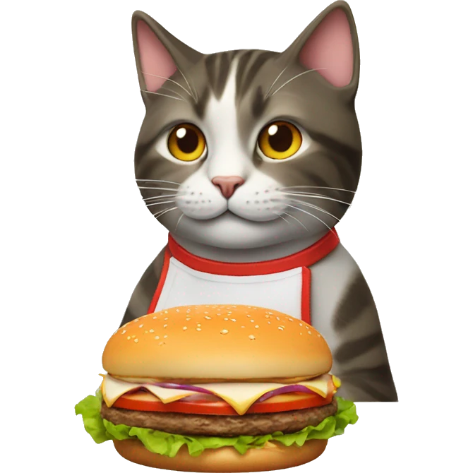 cat cooking burger emoji
