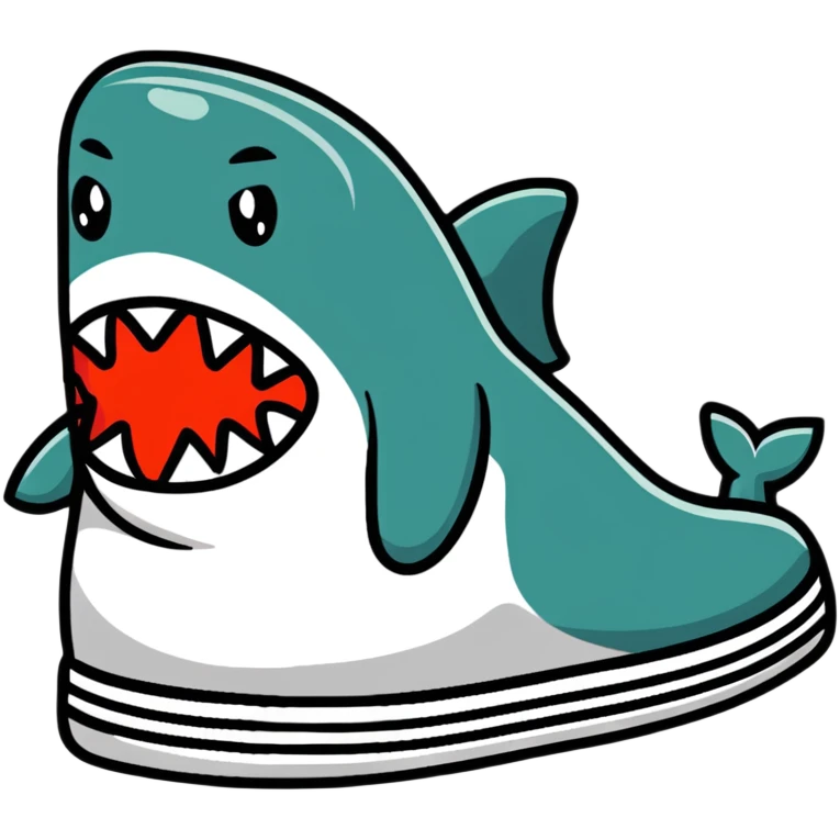 Colorful Bape sneaker with shark face design, bright colors, street style fashion sneaker emoji