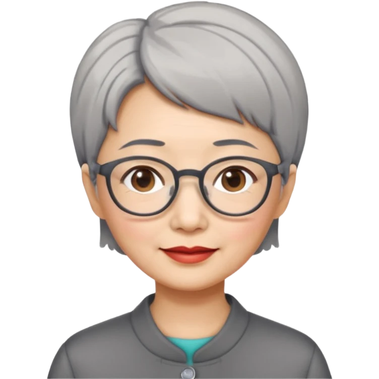 Chinese lady in her 50s with short grey hair and glasses emoji