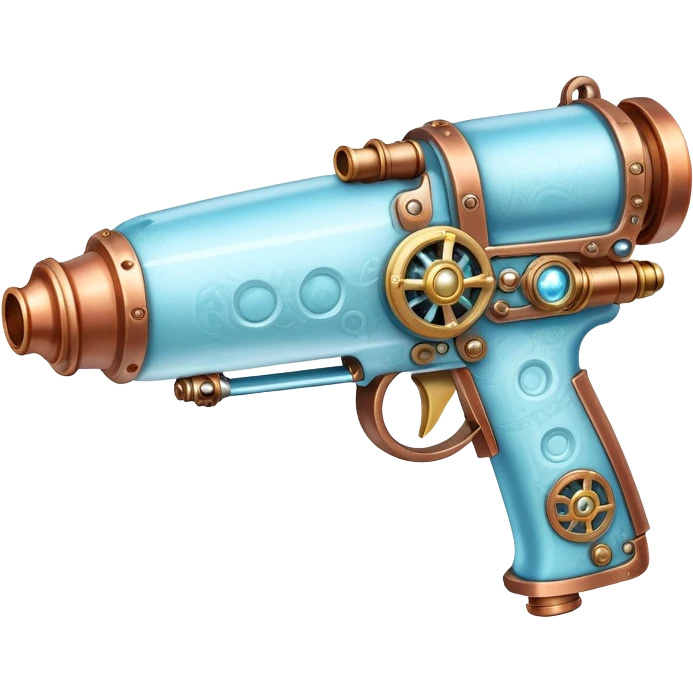 steampunk freeze raygun with brass and copper details and icy blue highlights emoji