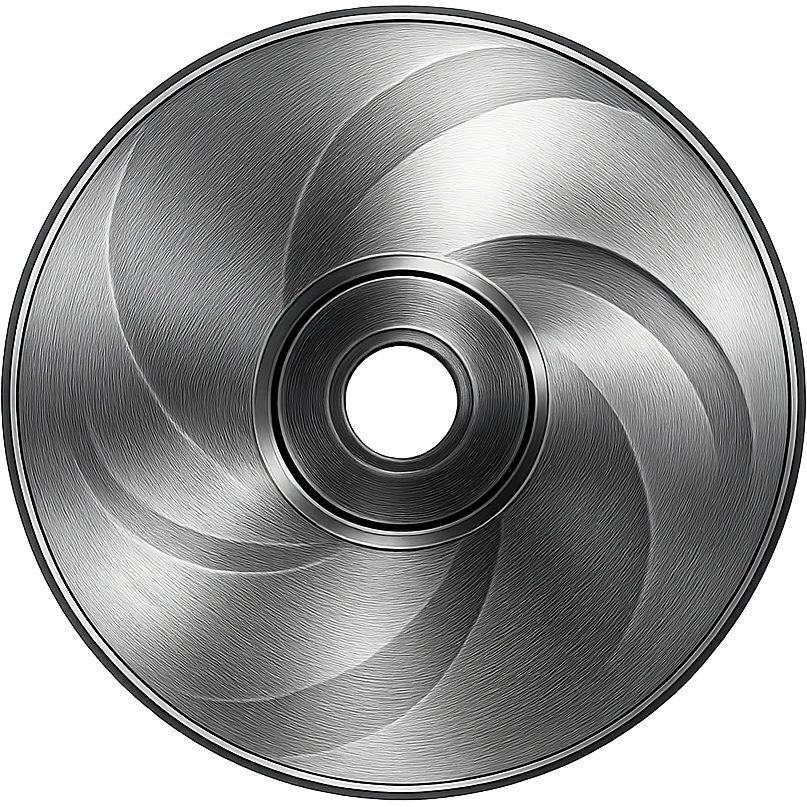 A minimalist CD disc with abstract pattern, glowing effect, purple color emoji