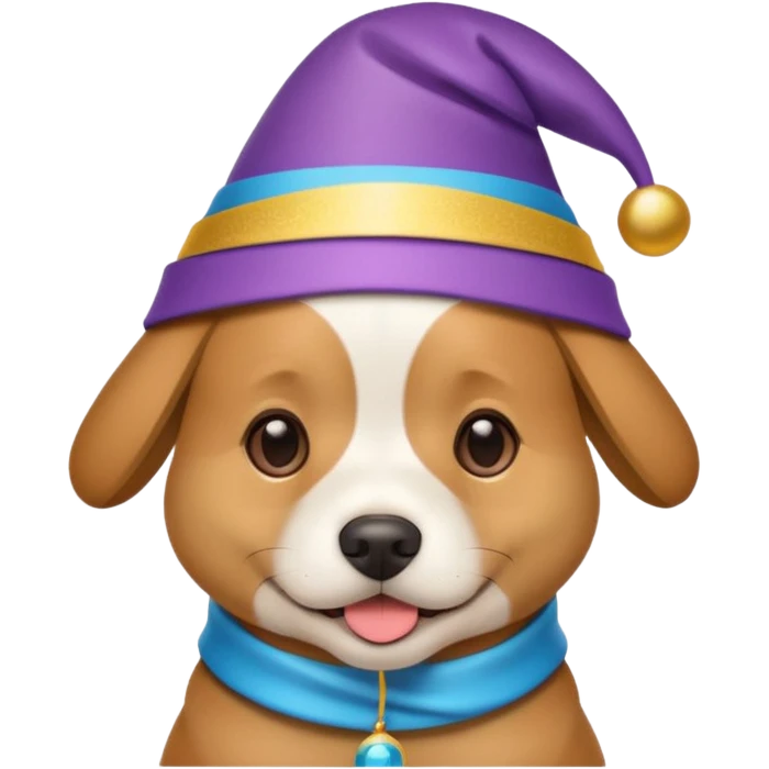 Dog in new yaer hat wrapped paper new yaer  emoji
