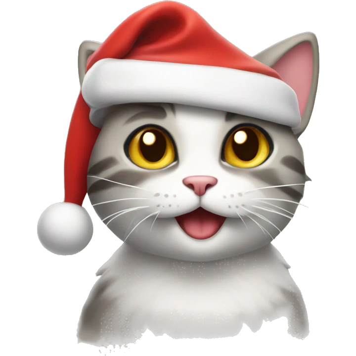 happy cat wearing a santa hat emoji
