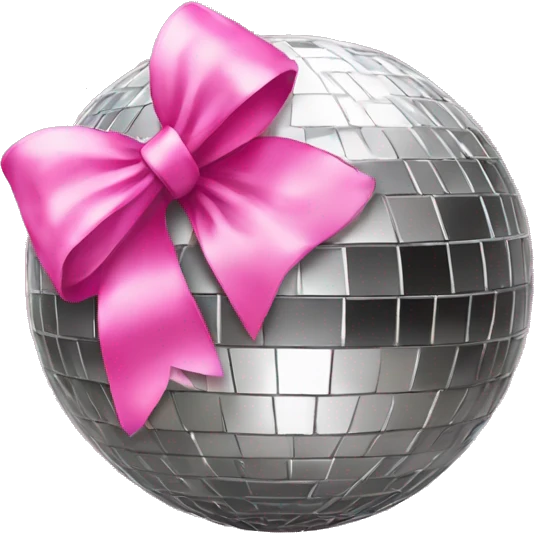 A disco ball with a pink bow on top of the disco ball emoji