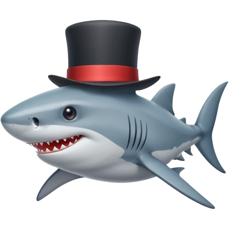 Shark with a top hat emoji