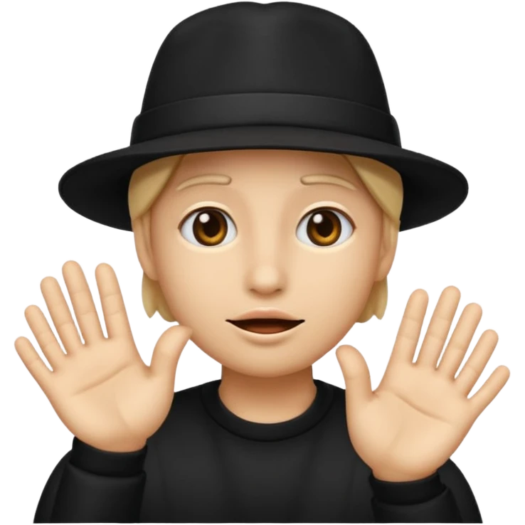 An emoji wearing black hat and hads like saying shhhhhhh emoji