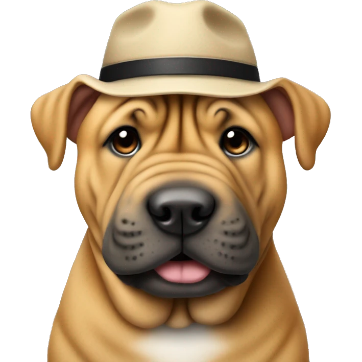 sharpei wearing hat emoji