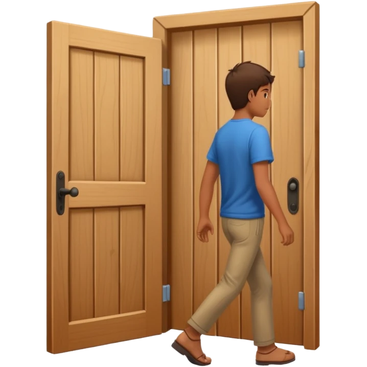 persona yéndose por la puerta  de espalda emoji