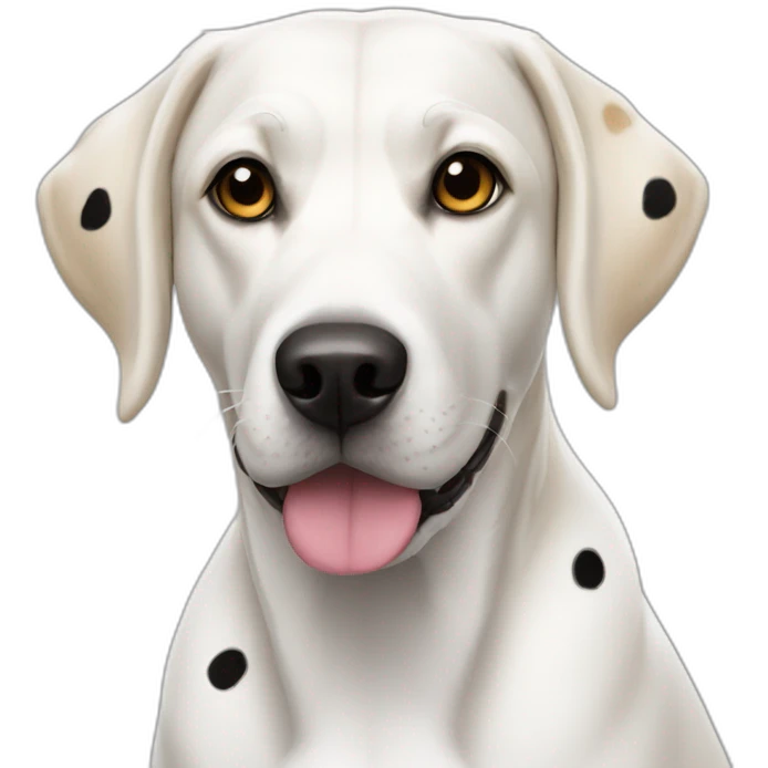 White beagle lab mix with black spots emoji