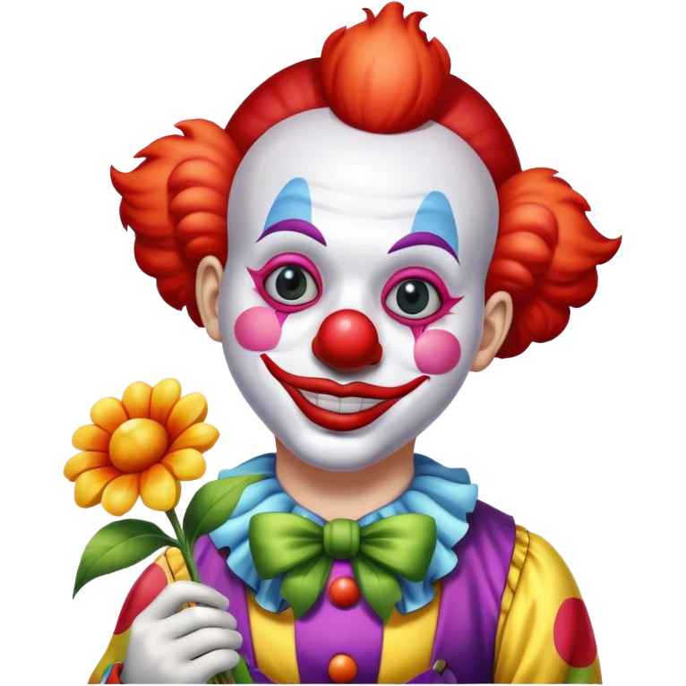 a clown with a flower emoji