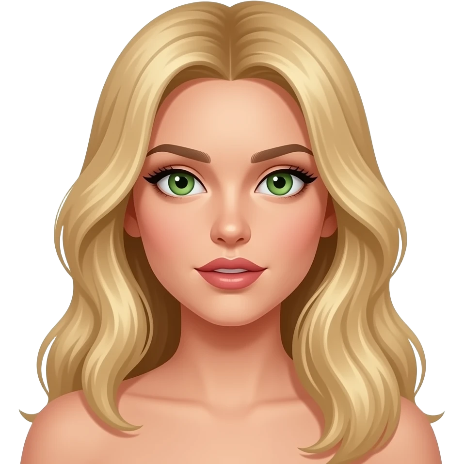 Long Blonde Hair green eyes and sexy emoji