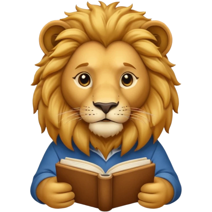 lion reading a book emoji