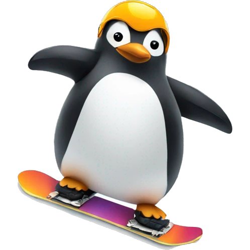 Penguin on snowboard emoji