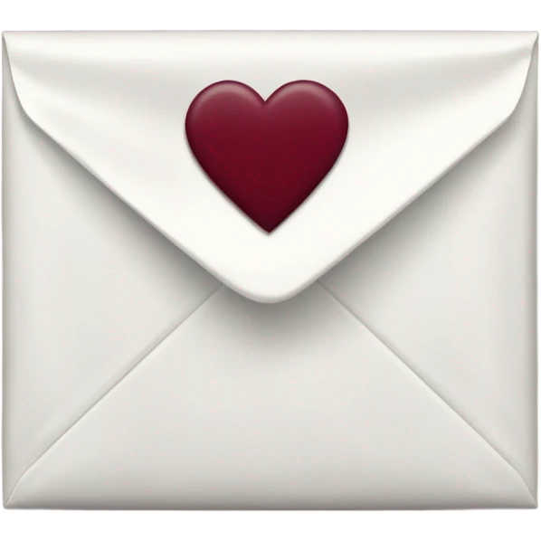 White envalope sealed with a little burgundy heart  emoji