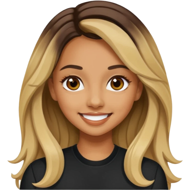 Jade Thirlwall with long dark brown hair with blonde highlights emoji