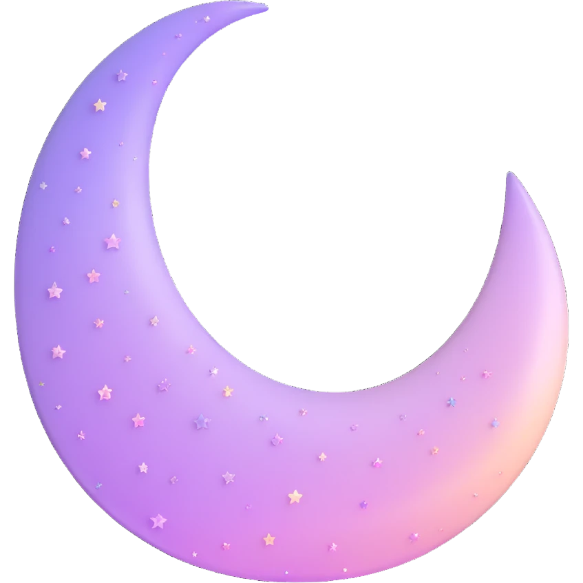 Sparkly glossy Pastel lilac-gradient crescent emoji